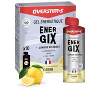 OVERSTIM.s - Gel Energix (x10) - Gel energético para el deporte - Energía de larga duración (Glucosa + Fructosa + Maltodextrinas) - BCAA - 100 kcal/gel - Limón.