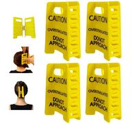 Overstimulated Caution Sign Hair Claw Clip,Do Not Approach Sign Hair Claw Clip,Funny Yellow Hairs Clips for Thick Hairs,Yellow Novelty Accessory,Bold Gift for Coworkers and Friends (4Pcs)