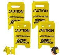 Overstimulated Caution Sign Hair Claw Clip, Funny Do Not Approach Yellow Hair Claws for Thick Hair, Strong Grip Novelty Accessories, Gag Gift for Women (4PCS)