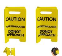 Overstimulated Caution Sign Hair Claw Clip, Funny Do Not Approach Yellow Hair Claws for Thick Hair, Strong Grip Novelty Accessories, Gag Gift for Women (2PCS)
