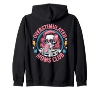 OVERSTIMULATED Moms Club Calavera Rosa Humor Mamá Millennial Sudadera con Capucha