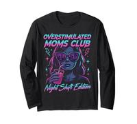 Overstimulated Moms Club Retro Night Shift Edition Mama Manga Larga