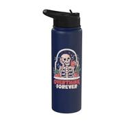 Overthink Forever Skeleton Overthinker Arte divertido EduEly Stainless Steel Insulated Water Bottle