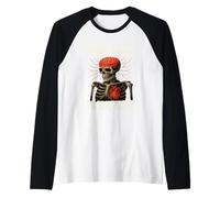 Overthinker Overfeeler Esqueleto Ardiente Cerebro Latiendo Corazón Camiseta Manga Raglan