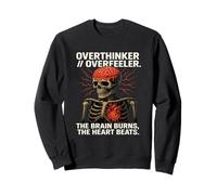 Overthinker Overfeeler Esqueleto Ardiente Cerebro Latiendo Corazón Sudadera