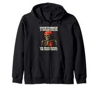 Overthinker Overfeeler Esqueleto Ardiente Cerebro Latiendo Corazón Sudadera con Capucha