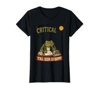 Overthinking Frog Wish I Lack Critical Happy Humor Camiseta gráfica económica, Mujer, Negro, S