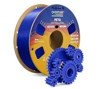 OVERTURE Filamento PETG 1.75mm para Impresoras 3D, Perfectamente Enrollado Filamento Resistente y Duradero, Carrete de Cartón 1kg (2.2lbs), Compatible con la Mayoría de Impresoras FDM (Azul)