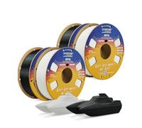 OVERTURE Filamento PETG 1.75mm para Impresoras 3D, Perfectamente Enrollado Filamento Resistente y Duradero, Carrete de Cartón 2kg (4.4lbs), Precisión +/- 0.02mm (Negro*2+Blanco*2)
