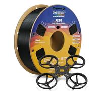 OVERTURE Filamento PETG Rápido para Impresoras 3D 1,75 1kg, Negro | Fuerte y Resistente, Extrusión Suave, Adhesión Superior entre Capas, Hasta 300 mm/s, Precisión ± 0,02mm (Negro)