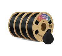 OVERTURE Filamento PLA 1.75mm, Perfectamente Enrollado para Impresora 3D, Carrete de 4kg (8.8lbs), Precisión +/- 0.02 mm, Compatible con la Mayoría de Impresoras FDM 3D (Negro*4)