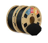 OVERTURE Filamento PLA Mate Impresora 3D 1.75, Lote de 2KG Matte, Negro*2 | Acabado Mate Refinado, Oculta las Líneas de Capa, Precisión ± 0.02 mm, Apto para la mayoría de FDM (Negro*2)