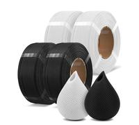OVERTURE Lote de 4 kg de Filamento PLA de Recarga 1,75 mm para Impresora 3D, Paquete de 4 recargas de 1 kg PLA para Carrete Reutilizable de Bambu Lab, Precisión de ±0,02 mm(Negro*2+Blanco*2)