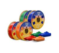 OVERTURE Lote de 4kg de Filamento PETG para Impresora 3D, Filamento PETG Resistente 1,75 mm, 1kg por Carrete de Cartón (Rojo+Naranj Verde+Azul)