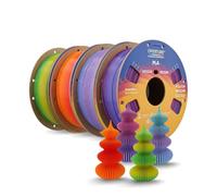 OVERTURE Lote de 4kg de Filamento PLA para Impresora 3D, Filamento PLA Arcoíris 1,75 mm, 1kg por Carrete de Cartón (Baya auror Auroras boreales+Amanecer tequil Aguacate)
