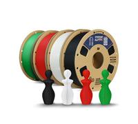 OVERTURE Lote de 4kg de Filamento PLA Plus (PL para Impresora 3D, Filamento Profesional 5 Veces Más Resistente 1.75 mm (Negro+Blanco+Rojo+Verde)