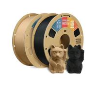 OVERTURE Mate PLA Filamento de 1,75 mm, Paquete PLA Mate 2kg(1 pack*2) Bobina de Cartón, Precisión Dimensional +/- 0.02 mm (Negro+Marrón)