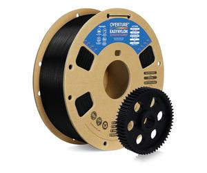 OVERTURE Nylon Filamento 1.75mm 3D Printer Filamento, High Performance Polyamide (PA), 1kg (2.2 lbs) Carrete de Cartón, +/- 0.02 mm, Compatible con Impresoras FDM (Negro)