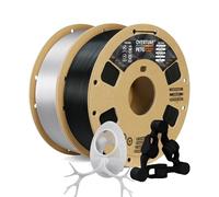 OVERTURE PETG Filamento 1.75 mm, Filamento de Impresora 3D, Filamento de 1 kg (2.2 lb), Precisión Dimensional 99% Probabilidad +/- 0.03 mm, la Mayoría de la Impresora FDM (36-Negro*1+Transparente*1)