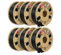 OVERTURE PLA Easy 1.75mm Filamento 3D para Principiantes, Extrusión Suave y Sin Deformaciones, 6kg Carrete de Cartón, +/- 0.02mm, Compatible con Impresoras FDM (Negro*6 Easy)