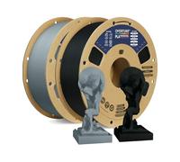 OVERTURE PLA Plus (PLA+) Filamento 1.75mm, Alta Resistencia y Durabilidad, Paquete de Filamento Profesional para Impresora 3D 2kg (1 pack*2),(Negro+Gris Claro)
