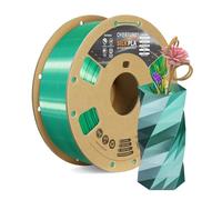 OVERTURE Seda Dual Color PLA Filamento de 1,75 mm, Bobina de 1 kg (2,2 lb), SILK PLA Precisión Dimensional +/- 0.02 mm, Para Impresora 3D (Seda Verde-Plata)