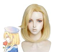 Overwatch Ow Mercy Cosplay Pelucas Angela Ziegler Pelo sintético rubio claro Anime Disfraz Peluca + Peluca Gorra