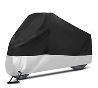 OVERWIND Funda para Motocicleta, de Nailon 190T, Impermeable, para Exteriores, antioxidante, Lluvia, Nieve, protección UV, con Agujeros de Bloqueo para Todas Las Motocicletas (Plateado)