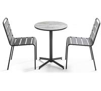 Oviala Conjunto de jardín con mesa redonda y 2 sillas de metal gris