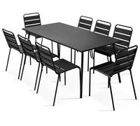 Oviala Conjunto mesa de jardín y 8 sillas de metal negro