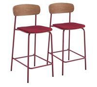 Oviala - Juego de 2 sillas altas de madera, color burdeos
