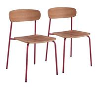 Oviala - Juego de 2 sillas altas de madera, color burdeos