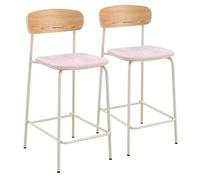 Oviala - Juego de 2 sillas altas de madera, color rosa