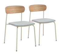 Oviala - Juego de 2 sillas apilables de madera, color azul claro