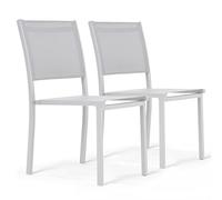 Oviala - Juego de 2 sillas de terraza (aluminio y textileno), color blanco