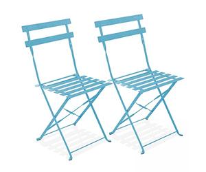Oviala Juego de 2 sillas plegables de acero azules