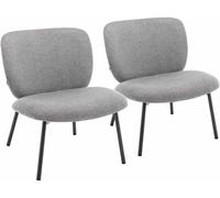 Oviala Juego de 2 sillones relax y tela gris oscuro