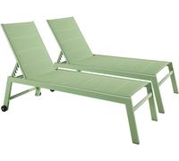 Oviala Juego de 2 tumbonas de aluminio y textilene Cactus verde