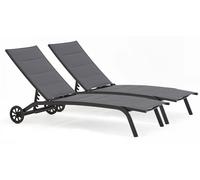 Oviala Juego de 2 tumbonas de aluminio y textileno Santa Monica