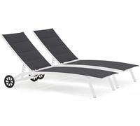 Oviala Juego de 2 tumbonas de aluminio y textileno Santa Monica