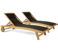 Oviala Juego de 2 tumbonas de madera y textileno Martigues