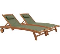 Oviala Juego de 2 tumbonas de madera y textileno Martigues