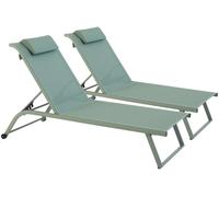 Oviala Juego de 2 tumbonas reclinables con ruedas, verde cactus