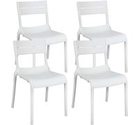 Oviala Juego de 4 sillas de jardín de plástico blanco.