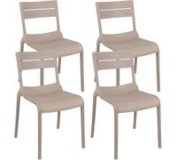 Oviala Juego de 4 sillas de terraza de plástico beige