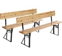 Oviala Lote de 2 bancos de madera plegables de estilo brasserie con respaldo