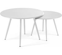 Oviala Lote de 2 mesas bajas de jardín blanco