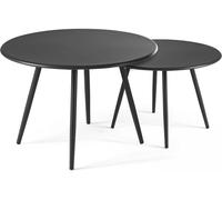 Oviala Lote de 2 mesas bajas de jardín de acero antracita