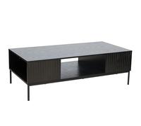 Oviala - Mesa baja de acero y MDF (melamina, 150 cm), color negro