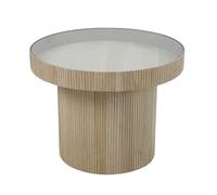 Oviala - Mesa baja de MDF, madera y cristal templado